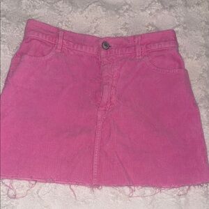 Pink Corduroy Mini Skirt